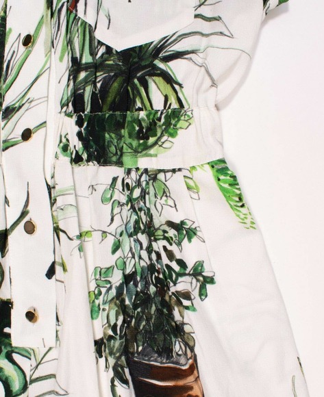 Tomcsanyi Plant Print Sleeveless Button Front Romper - Picture 2 of 5